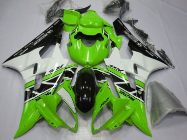 2006-2007 Yamaha YZF R6 Motorcycle Fairings - Green White Glossy Black