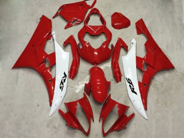 2006-2007 Yamaha YZF R6 Motorcycle Fairing Kits - White Red