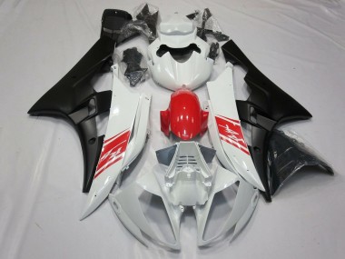 2006-2007 Yamaha YZF R6 Motorcycle Fairings - White Red Matte Black