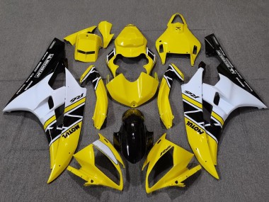2006-2007 Yamaha YZF R6 Motorcycle Fairings - Yellow White Glossy Black Motul Michelin