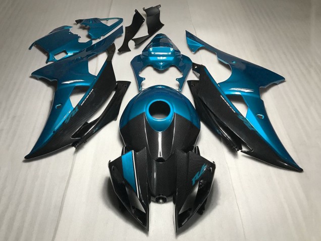 2008-2016 Yamaha YZF R6 Motorcycle Fairings - Blue Carbon Fiber Style