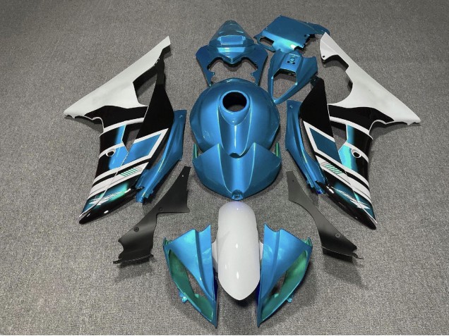 2008-2016 Yamaha YZF R6 Motorcycle Fairings - White Blue Black Stripe