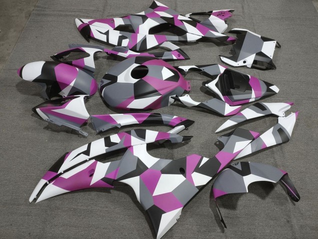 2008-2016 Yamaha YZF R6 Motorcycle Fairings - White Pink Grey Black Camouflage