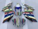 2008-2016 Yamaha YZF R6 Motorcycle Fairings - White Blue Green Yellow Red Rainbow Stripe