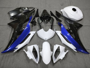 2008-2016 Yamaha YZF R6 Motorcycle Fairing - White Blue Glossy Black