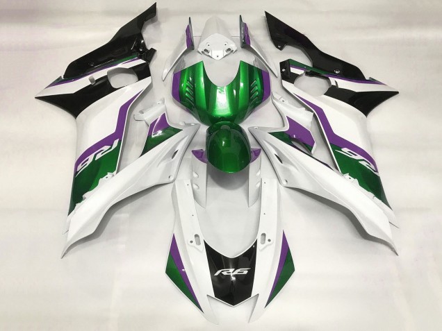 2017-2023 Yamaha YZF R6 Motorcycle Fairings - White Green Purple Black