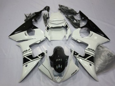 2003-2004 Yamaha YZF R6 Motorcycle Fairings - White Glossy Black