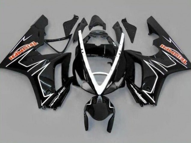 2006-2008 Triumph Daytona 675 Triple Motorcycle Fairings - Glossy Black White Stripe