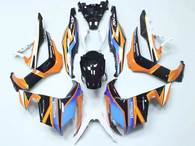 2018-2021 Honda ADV150 Motorcycle Fairings - Blue Orange Glossy Black