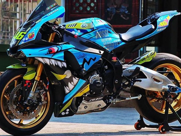 2015-2019 Yamaha YZF R1 Motorcycle Fairings - Blue Yellow Shark