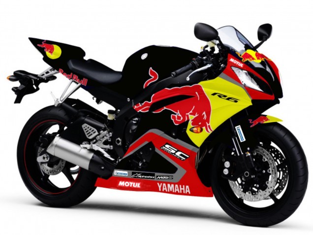 2006-2007 Yamaha YZF R6 Motorcycle Fairings - Glossy Black Yellow Red Bull Motul