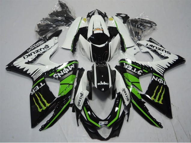 2009-2016 Suzuki GSXR 1000 Motorcycle Fairings - White Green Monster Black Pizzoli