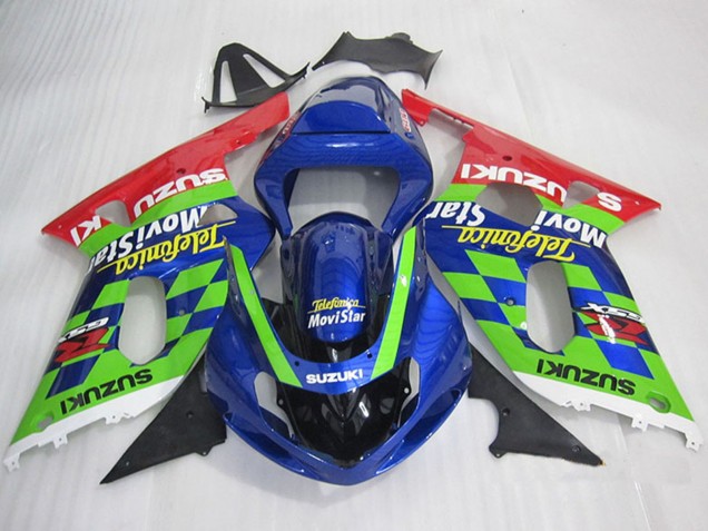 2001-2003 Blue Green Red Telefonica MoviStar Suzuki GSXR 600 Motorcycle Fairings