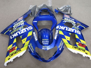 2001-2003 Blue Yellow Telefonica MoviStar Suzuki GSXR 600 Motorcycle Fairings