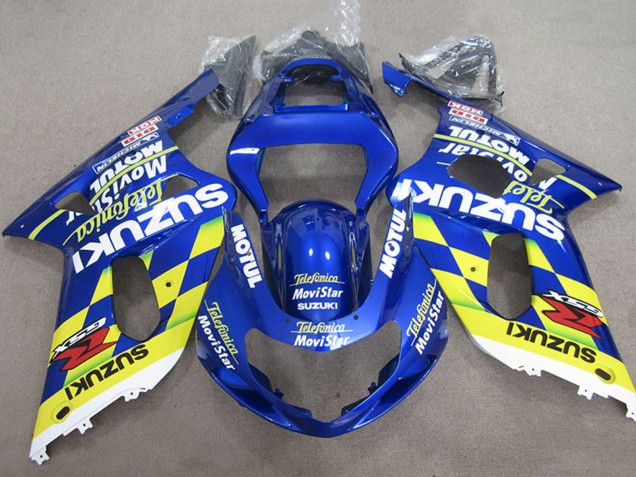 2001-2003 Blue Yellow Telefonica MoviStar Suzuki GSXR 600 Motorcycle Fairings