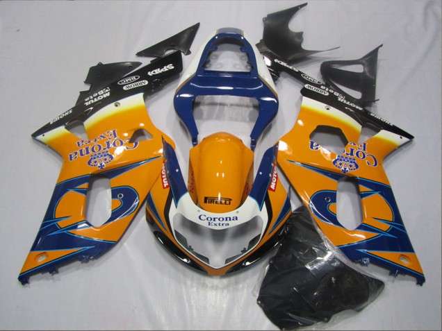 2001-2003 Suzuki GSXR 600 Motorcycle Fairings - Orange Blue Black Corona Extra