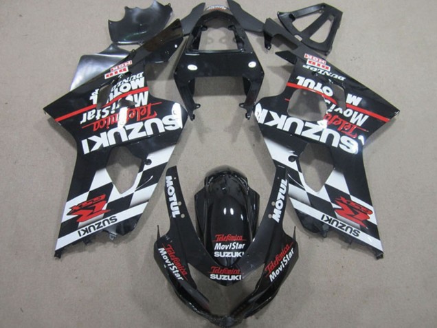 2004-2005 Glossy Black Red White Telefonica MoviStar Suzuki GSXR 600 Motorcycle Fairings