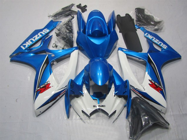 2006-2007 Suzuki GSXR 600 Motorcycle Fairing - White Blue Red