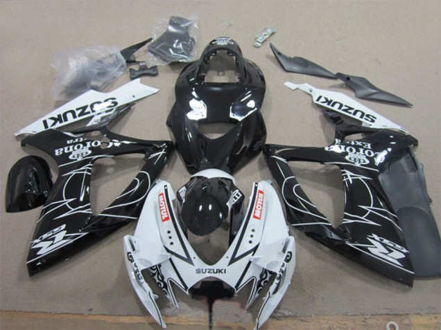 2006-2007 Suzuki GSXR 600 Motorcycle Fairings - White Black Corona Extra Motul
