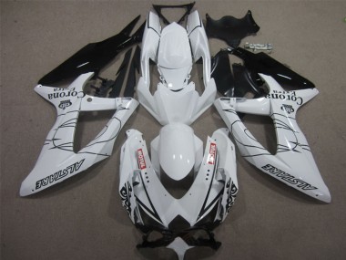 2008-2010 Suzuki GSXR 600 Motorcycle Fairings - White Black Corona Extra Motul