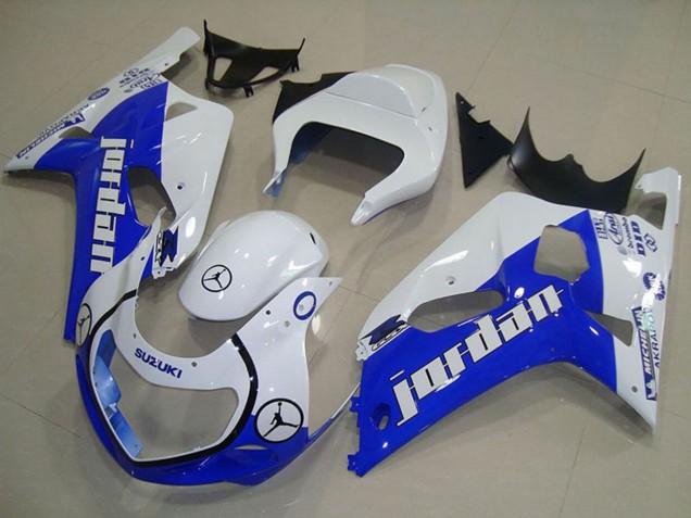 2001-2003 Suzuki GSXR 750 Motorcycle Fairings - White Blue Jordan