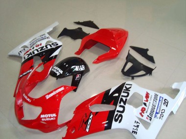 2001-2003 Suzuki GSXR 750 Motorcycle Fairings - Red White Glossy Black Motul