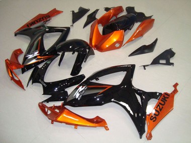 2006-2007 Suzuki GSXR 750 Motorcycle Fairings - Orange Glossy Black