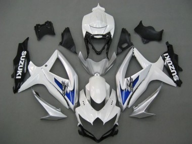 2008-2010 Suzuki GSXR 750 Motorcycle Fairings - White Silver Blue Black