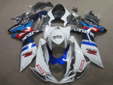 2011-2024 Suzuki GSXR 750 Motorcycle Fairings - White Blue Motul