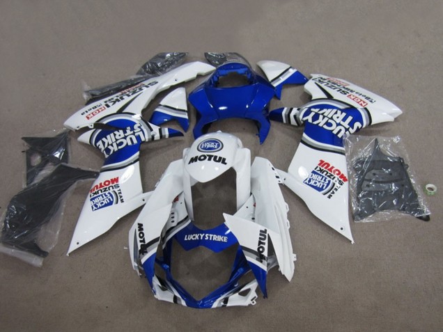 2011-2024 Suzuki GSXR 750 Motorcycle Fairings - White Lucky Strike Motul