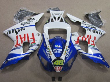 2009-2011 Yamaha YZF R1 Motorcycle Fairings - White Blue Red Fiat Motul Dunlop 46
