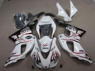 2009-2011 Yamaha YZF R1 Motorcycle Fairings - White Red Black Flame