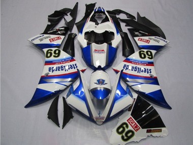 2009-2011 Yamaha YZF R1 Motorcycle Fairings - White Blue Black Sterilgarda SCALZ 69