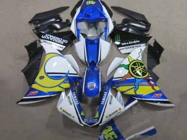 2009-2011 Yamaha YZF R1 Motorcycle Fairings - White Blue Yellow Green Monster Semakin Didepan