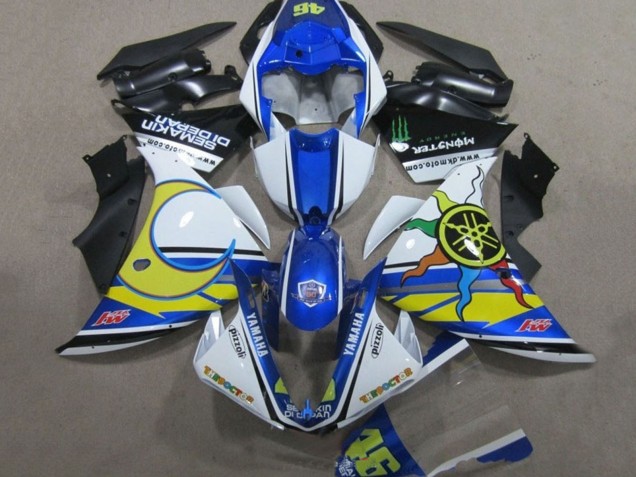 2009-2011 Yamaha YZF R1 Motorcycle Fairings - White Blue Yellow Green Monster Semakin Didepan