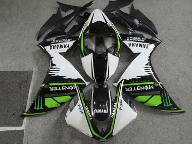 2009-2011 Yamaha YZF R1 Motorcycle Fairings - White Black Green Monster Semakin Didepan
