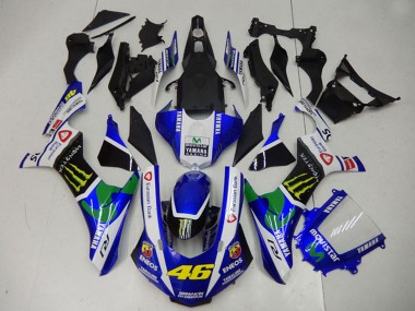 2015-2019 Yamaha YZF R1 Motorcycle Fairings - White Blue Black Green ENEOS MoviStar Monster 46