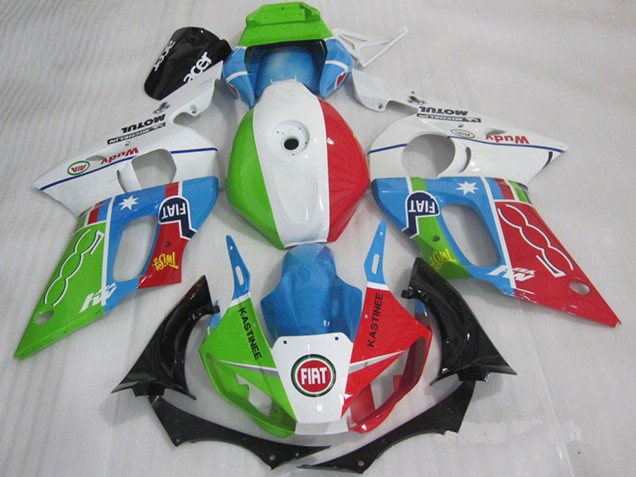 1998-2002 Yamaha YZF R6 Motorcycle Fairings - White Blue Green Red Fiat Kastinee