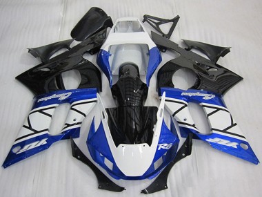 1998-2002 Yamaha YZF R6 Motorcycle Fairing - White Blue Glossy Black Champions
