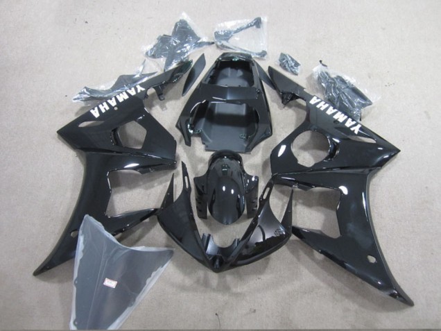 2003-2004 Yamaha YZF R6 Motorcycle Fairing - Glossy Black White Decals