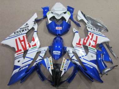 2008-2016 Yamaha YZF R6 Motorcycle Fairings - White Blue Red Motul Fiat