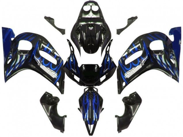 Black Blue Flame 1998-2002 YZF R6 Motorcycle Fairings Black Blue Flame 1998-2002 YZF R6 Motorcycle Fairings
