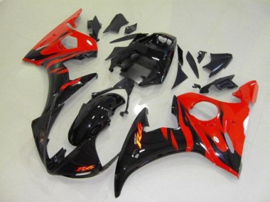 Black Red Flame 2003-2005 YZF R6 Motorcycle Fairing
