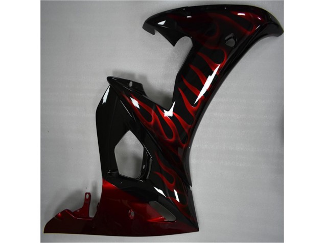 Black Red Flame 2003-2005 YZF R6 Motorcycle Fairings