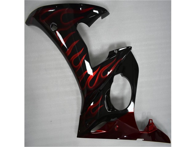Black Red Flame 2003-2005 YZF R6 Motorcycle Fairings