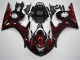Black Red Flame 2003-2005 YZF R6 Motorcycle Fairings
