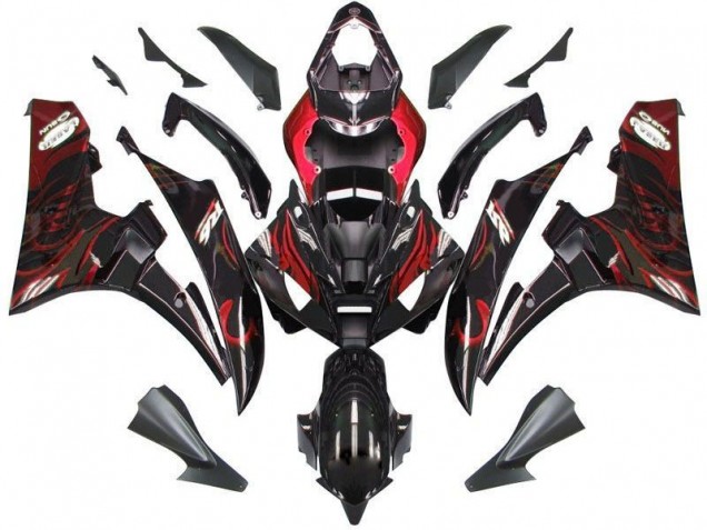 Black Red Flame 2006-2007 YZF R6 Motorcycle Fairings Black Red Flame 2006-2007 YZF R6 Motorcycle Fairings
