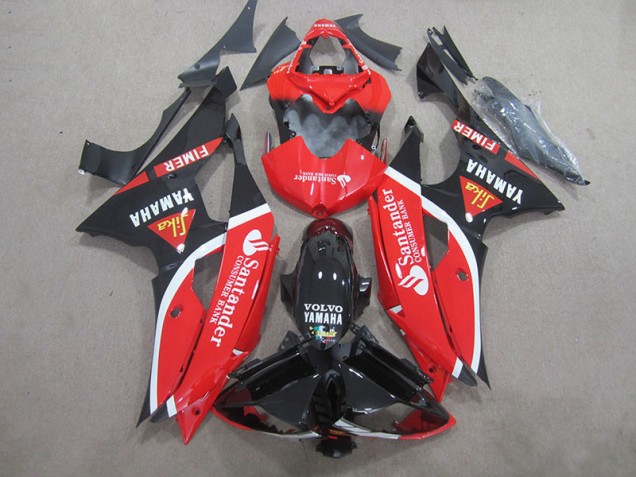 Black Red White Santander 2008-2016 YZF R6 Motorcycle Fairings Black Red White Santander 2008-2016 YZF R6 Motorcycle Fairings