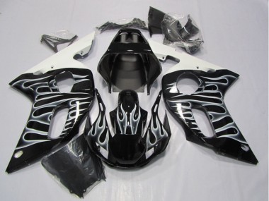 Black White Flame 1998-2002 YZF R6 Motorcycle Fairings