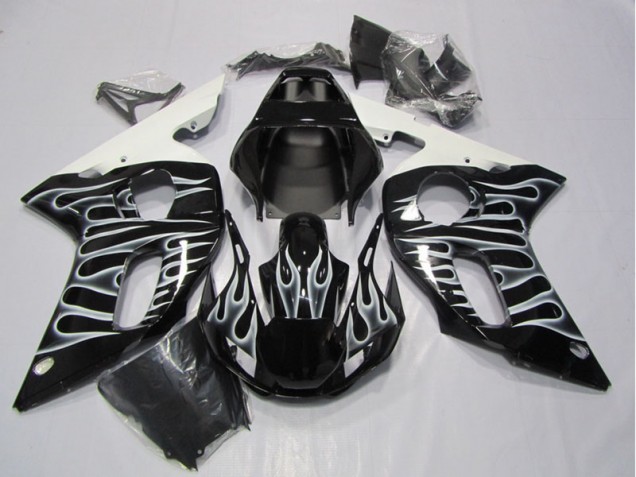 Black White Flame 1998-2002 YZF R6 Motorcycle Fairings Black White Flame 1998-2002 YZF R6 Motorcycle Fairings
